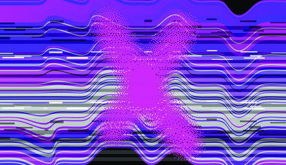 Poster - Glitch datamoshing camera effect. Retro VHS background like in old video tape rewind or no signal TV screen. Vaporwave and retrowave style vector illustration.
