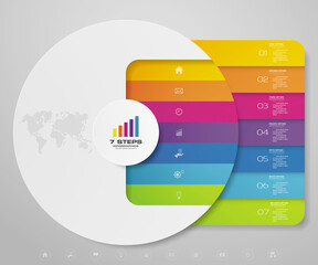 Leinwandbilder - 7 steps cycle chart infographics elements for data presentation. EPS 10.	