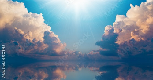 Bright light from heaven, light of hope and happyness from skies.