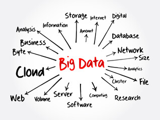Poster - big data mind map flowchart, technology business concept for presentations and reports