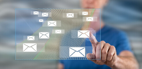 Man touching an email concept