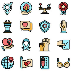 Poster - Empowerment icons set. Outline set of empowerment vector icons thin line color flat on white