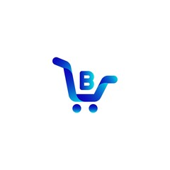 Wall Mural - Shopping trolley, letter b logo. Online shop sign, Fashion Store icon, Marketing and E-commerce , Social Networking and Communication Digital concept for your Business.