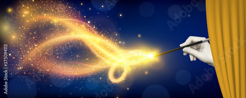 Realistic Background With Magician Hand Tableau sur Toile