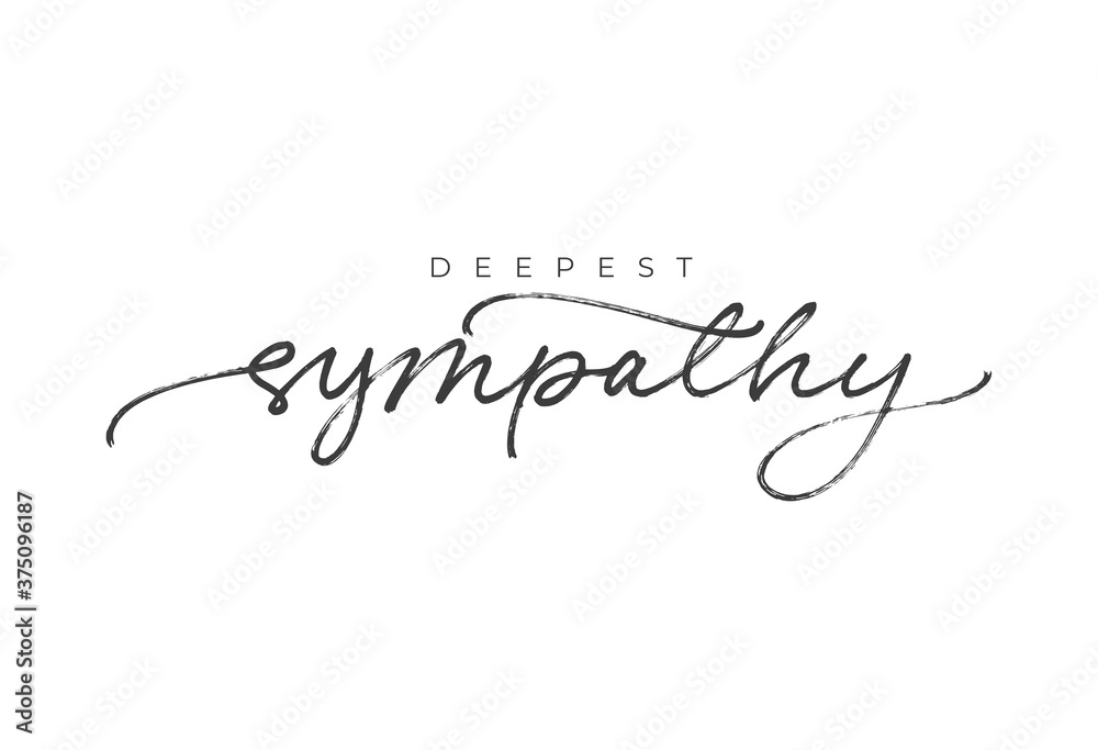 With sympathy hand drawn vector calligraphy. Ink brush black paint lettering isolated on white background. Modern phrase handwritten vector calligraphy. Postcard, greeting card, t shirt print. - obrazy, fototapety, plakaty 