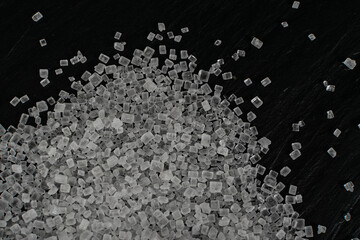 Big Sugar Crystals or Sucrose Crystals on Black Background