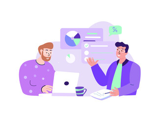 Business Team Managers CEO Brainstorming, Discussing Entrepreneurial Anti-Crisis Plan for Company. Efficiency Management Collaboration Business Concept.Successful Growth,Trade.Flat Vector Illustration