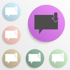Poster - bubbles communicating with the down arrow badge color set. Simple glyph, flat vector of web icons for ui and ux, website or mobile application