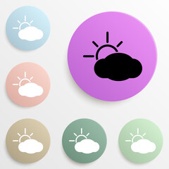 Poster - the sun behind the clouds badge color set. Simple glyph, flat vector of web icons for ui and ux, website or mobile application