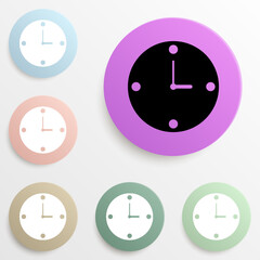 Poster - clock badge color set. Simple glyph, flat vector of web icons for ui and ux, website or mobile application