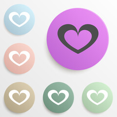 Poster - heart badge color set. Simple glyph, flat vector of web icons for ui and ux, website or mobile application