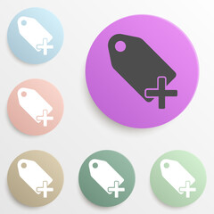 Poster - plus tag badge color set. Simple glyph, flat vector of web icons for ui and ux, website or mobile application