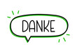 © alesika - Danke thank you inscription. Handwritten lettering illustration. Black vector text in speech bubble. Simple outline