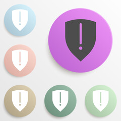 Poster - shield exclamation mark badge color set. simple glyph, flat vector of web icons for ui and ux, websi
