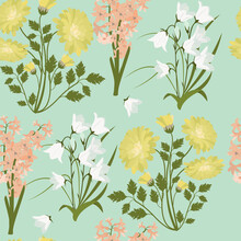 Seamless Vector Illustration With Wildflowers