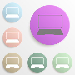 Poster - Laptop badge color set. Simple glyph, flat vector of web icons for ui and ux, website or mobile application