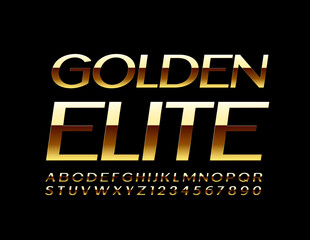 Aufkleber - Vector Golden Elite shiny Font. Chic premium Font. Rich glossy Alphabet Letters and Numbers set