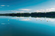 Landscape of a blue lake in Masuria in Poland in summer