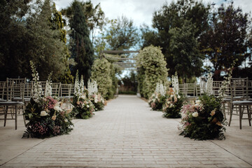 Canvas Print - Selective focus shot of wedding ceremony hall