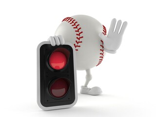 Canvas Print - Baseball character with red light