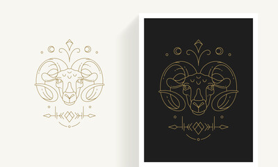 Wall Mural - zodiac aries horoscope sign line art silhouette design vector illustration.