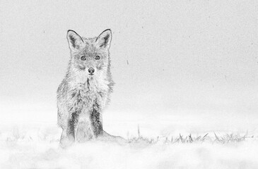 Sticker - Fox (Vulpes vulpes) sketch image