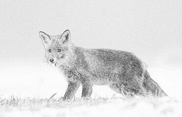 Wall Mural - Fox (Vulpes vulpes) sketch image