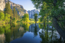 Yosemite Falls From Yosemite Valley, California, Usa