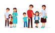 © Happypictures - Happy Family Members with Parents and Kids Spending Time Together Vector Illustration Set