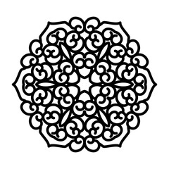 Leinwandbilder - Vector simple black mandala with abstract elements, isolated on white background. Oriental ethnic ornament black mandala. Vector design pattern element. Simple floral pattern element. Abstract design.