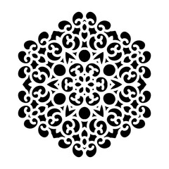 Leinwandbilder - Vector simple black mandala with abstract elements, isolated on white background. Oriental ethnic ornament black mandala. Vector design pattern element. Simple floral pattern element. Abstract design.