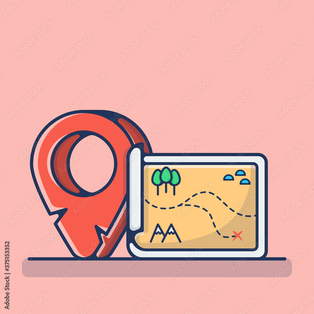 Point Maps And Paper Maps Vector Illustration. Set Point, Red Cross ...
