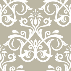 Wall Mural - orient vector classic white pattern. seamless abstract background with vintage elements. orient whit