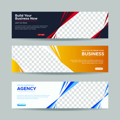 Wall Mural - vector abstract design banner web template. collection of horizontal business ad banner. vector illu