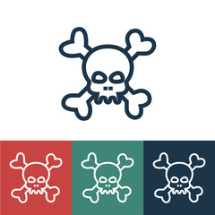 Poster - Linear vector icon with skull and bones