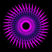 Abstract Purple Spirograph On Black Background. Spirograph Decorative Element For Design. Purple Violet Spirograph.