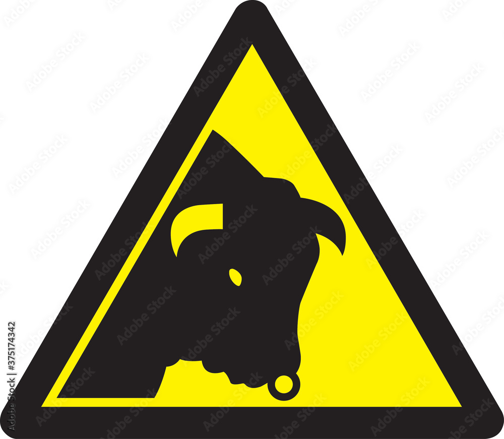 danger bull warning signs and symbols Stock Illustration | Adobe Stock