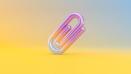 3d rendering colorful vibrant symbol of attachment on colored background