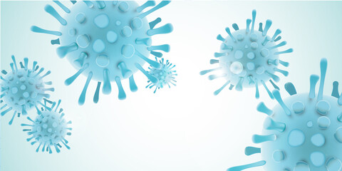 Covid 19 science illustration - coronavirus sars cov 2 - blue design banner science medicine