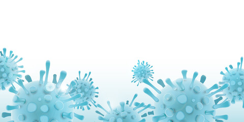 Covid 19 science illustration - coronavirus sars cov 2 - blue design banner science medicine