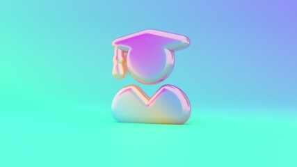 Canvas Print - 3d rendering colorful vibrant symbol of user graduate on colored background