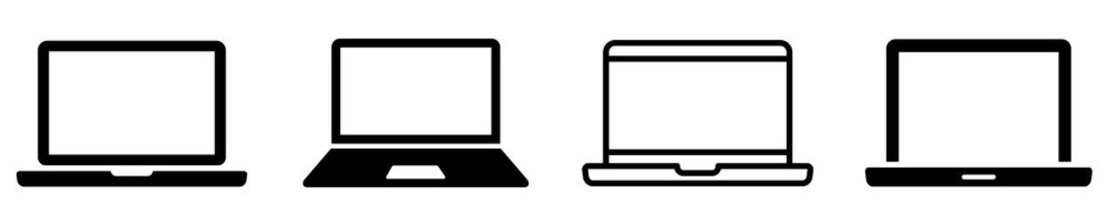 laptop icons set. laptop different style. collection laptops or notebook computer. flat and line ico