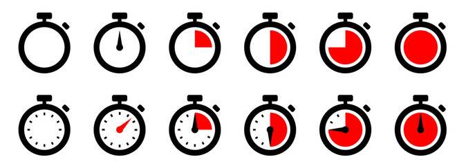 Wall Mural - timers icon set. countdown timer symbol. timer. stopwatch collection - stock vector.