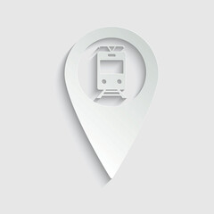 Poster - paper tram icon on map pointer sign navigation symbol