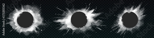 Fotomural White powder explosions with black round banners