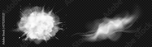 Fotografía Dust spray, white smoke, powder explosion with particles