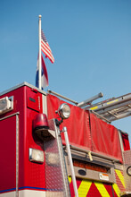 Firehouse: Fire Truck With American Flag