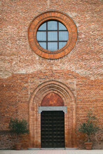 Ancient Abbey (built Around 1400) Entrance In Northern Italy's Villanova Del Sillaro Village