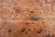 Wood Backround With Raindrops