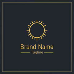 Sticker - Sun golden outline logo design template